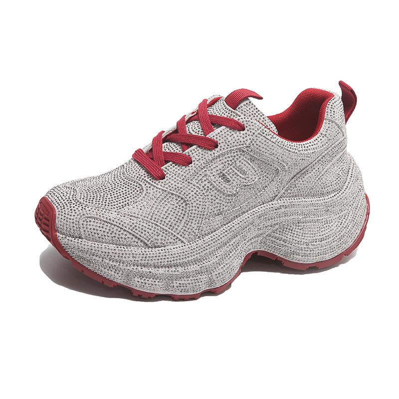 «Женские туфли для папы со стразами — модный, визуально увеличивающий рост стиль осени 2024 года с толстой подошвой для повседневной носки»