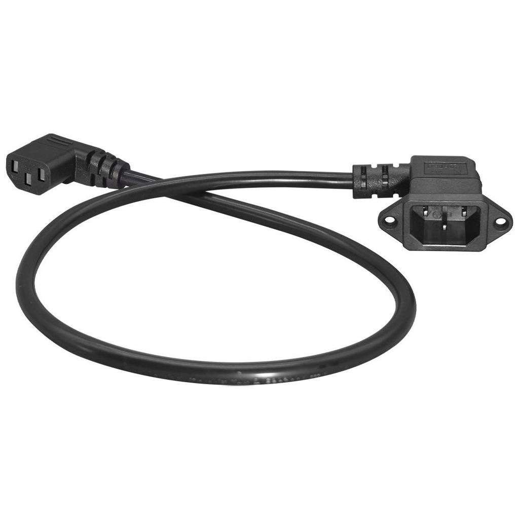 C14 Figure-8 Connector to C13 Angle Adapter with Screw Mounting for PDU Chassis Power Cable
