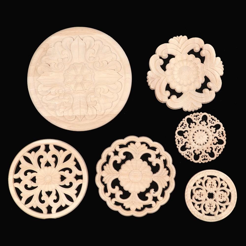 Furniture Parts Wooden Figurines Crafts Wood Carved Woodcarving Decorative Corner Appliques Frame