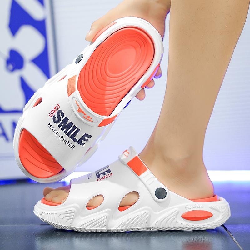 38-45 Men's Plus Size Fashionable One Line Mop Home Casual Slippers Beach Sandals Outdoor Two-piece Slippers