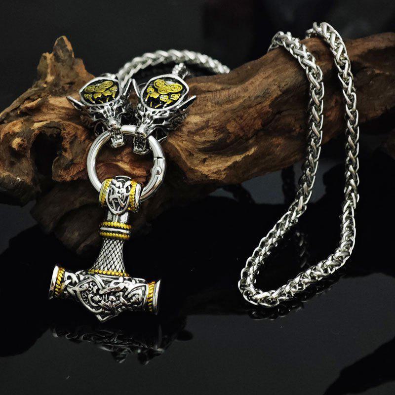 Подвеска в виде головы волка в стиле скандинавского викинга: Ожерелье с руной «Коготь медведя» для мужчин — амулет для вечеринки в стиле панк