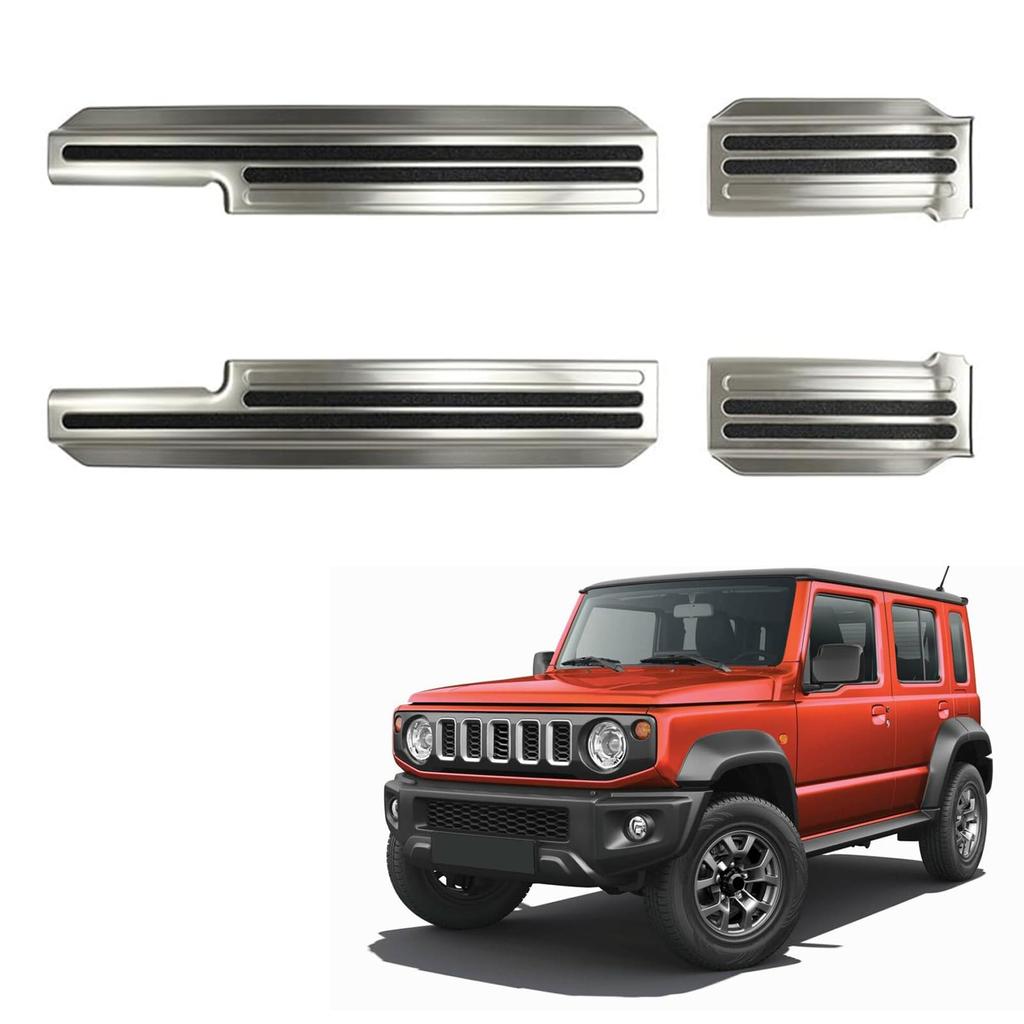 Tusamika Jimny Nomad Scuff Side Step JC74 Set of Side Side Sill Scratch Scratch Tape Easy Silver Car Accessories with Suzuki Jimny Nomad Plates,