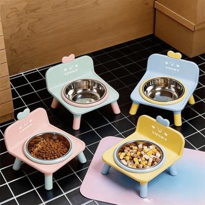 Stainless Steel Pet Cat Bowl Anti-slip Elevated Pet Feeder Love-heart Dog Water Bowl Pet Feeding
