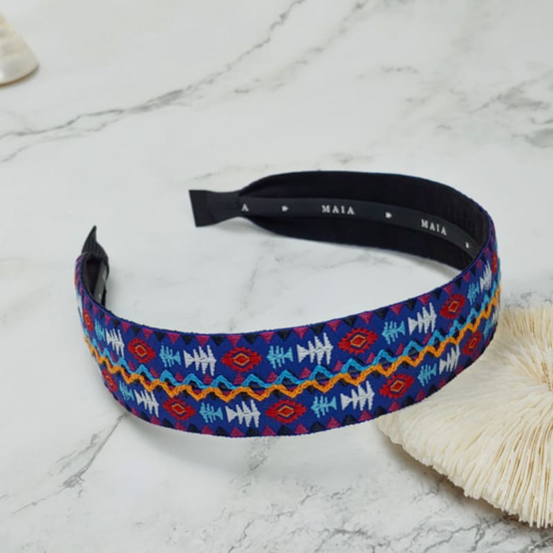 Повязка на голову с геометрическим узором MAIA - Синяя
