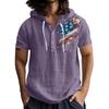Men'S Casual Short Sleeved Hooded Top Buttoned Open Neck T-Shirt