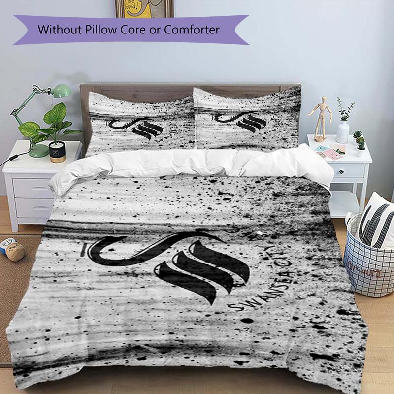swansea city a.f.c Printed Pattern Duvet Cover Set – includes 1 duvet cover and 2 matching pillowcases Bedroom decor Christmas gifts