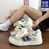 2024 new original platform bread shoes peach powder color matching women's fashion cute versatile casual board shoes white shoes