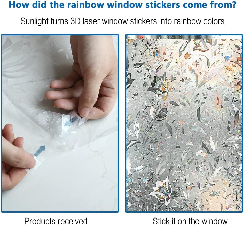 Window Privacy Film, Frosted Removable Glass Covering for Bathroom, Opaque Static Cling Heat Control Door Sticker for Home Office Living Room,