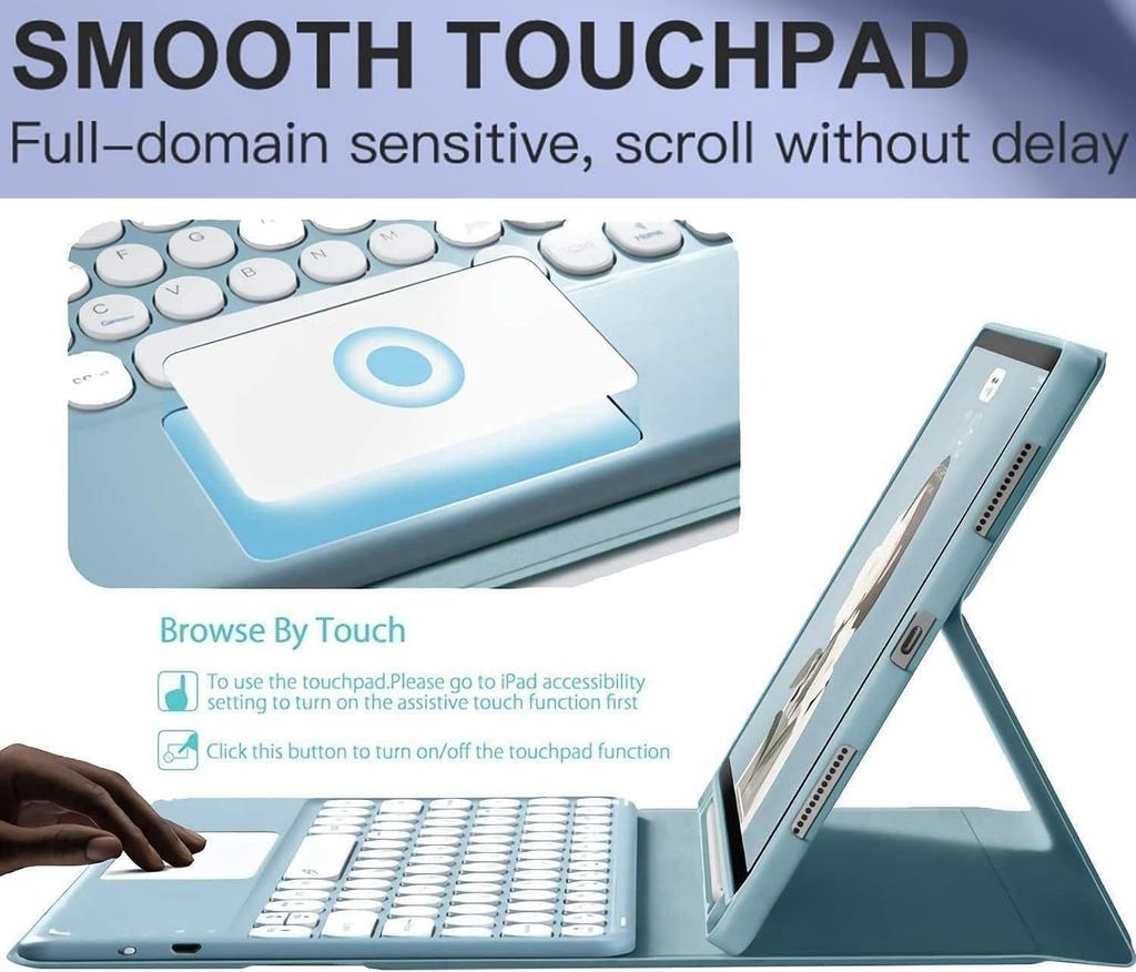 Чехол-клавиатура Fire HD 10 Чехол-клавиатура Fire HD 10-го поколения с тачпадом Круглые клавиши Fire HD 10 Модель 2023 Цветовая схема клавиатуры Магнит