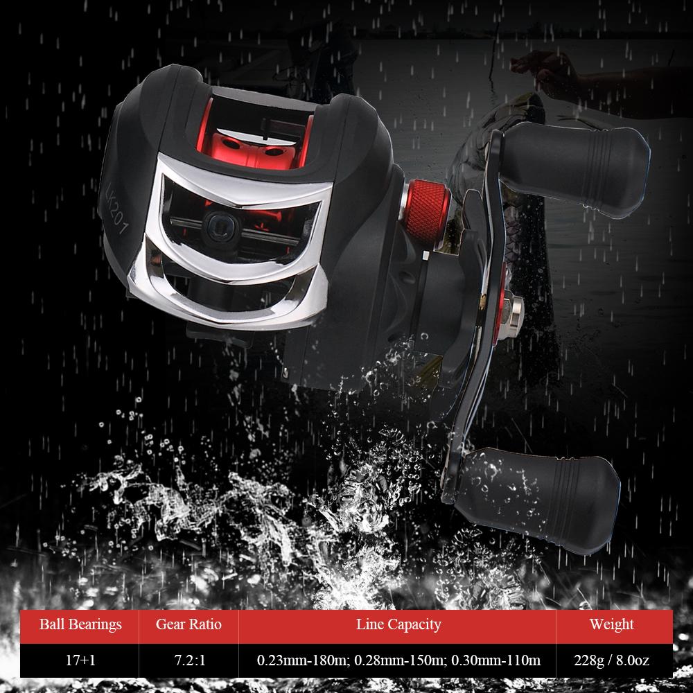 Легкий Высокоскоростной 7.2:1 Передаточное число Мультипликаторная рыболовная катушка 17+1 шарикоподшипник Кастинговая рыболовная катушка Байткастер