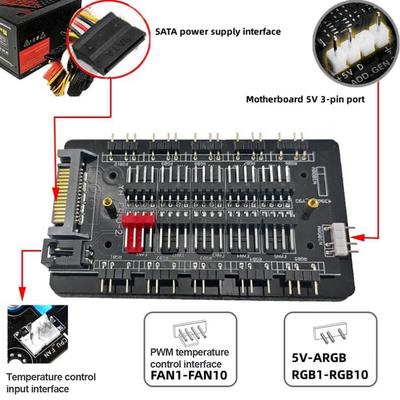 4-контактный PWM и 5V 3-контактный ARGB Cooler Master Многофункциональный разветвитель 10/16 концентратор ARGB&PWM HUB 2-в-1 Expansion Box Контроллер вентиляторов концентратор Разветвитель