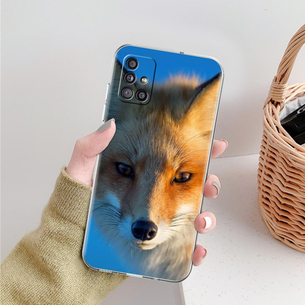 Чехол для телефона с милым мультяшным животным лисой для Samsung Galaxy A51 A71 A21S A12 A11 A31 A41 A52 A32 5G A72 A01 A50 A70, мягкий прозрачный чехол