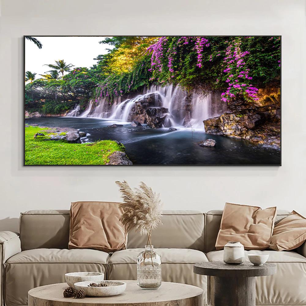 Пейзажи с водопадом, постеры и принты, холст, картина, природа, отверстие, Куадрос, настенные художественные фотографии для гостиной, домашний декор, без рамки