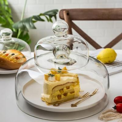Крышка из купольного стекла для торта Прозрачная крышка Крышка для десерта Крышка для торта и сыра Пылезащитная стеклянная Высокая крышка Бытовые кухонные принадлежности