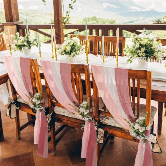 Шифоновые ленты на стулья, украшения для прохода на свадьбе, 9 футов, немнущаяся драпировочная ткань для церемонии, приема, вечеринки, банкетного украшения