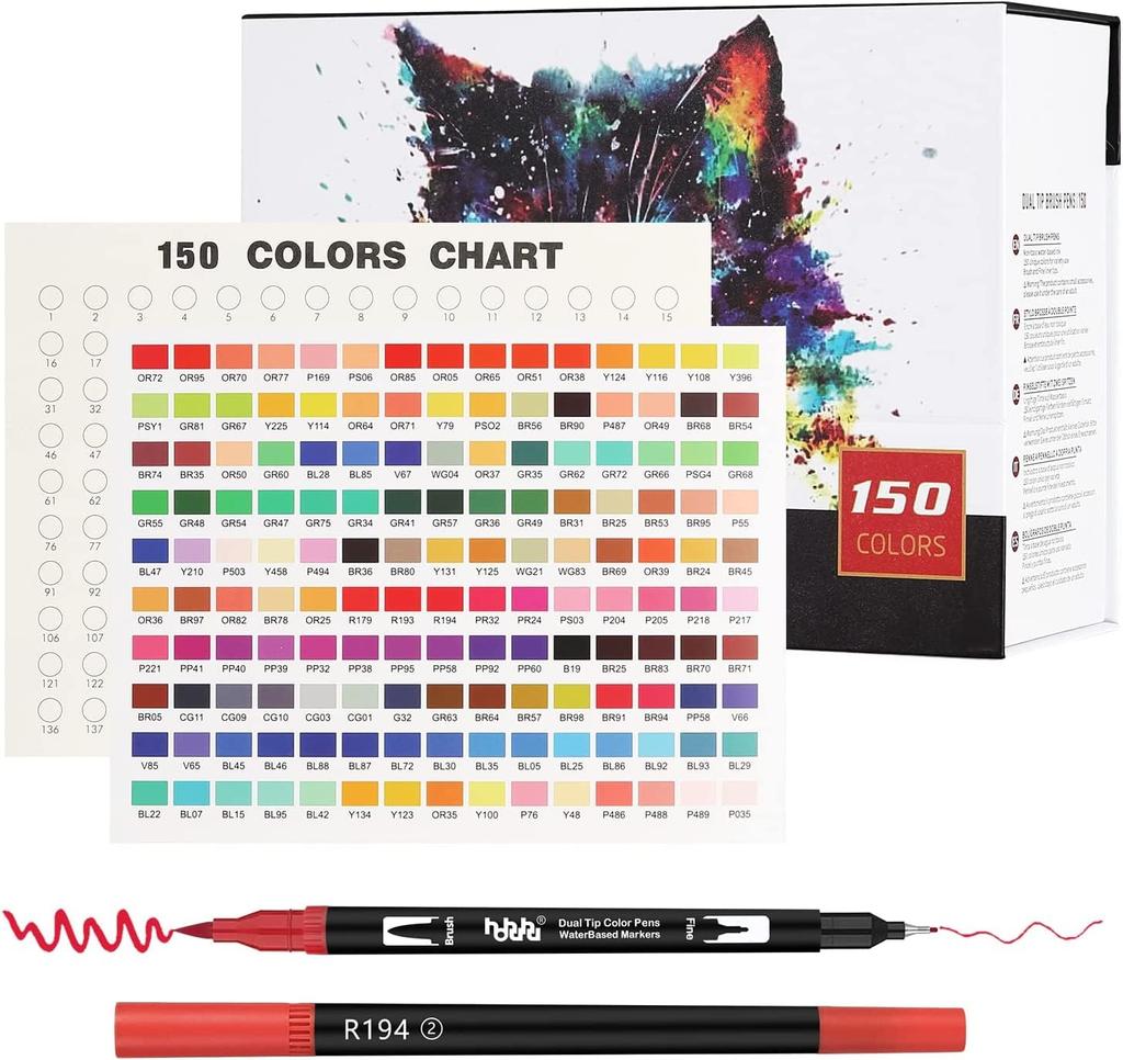 150 цветов маркер для рисования акварелью, цветная ручка для рисования акварелью, набор офисных пишущих инструментов, ручка, кисть, ручка, ручка на водной основе, набор,