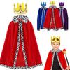 80/90/130/150cm Halloween King Cloak Red Velvet Cosplay Dress Up Boys Royal Prince Cape  Birthday