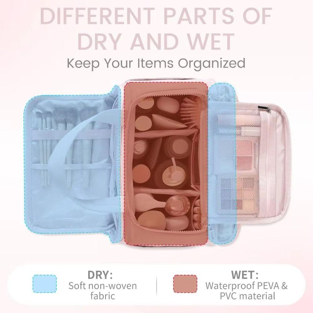 Dry-wet Separation Portable Cosmetic Pouch Large Capacity Women Cosmetic Tote  Shower Organizer