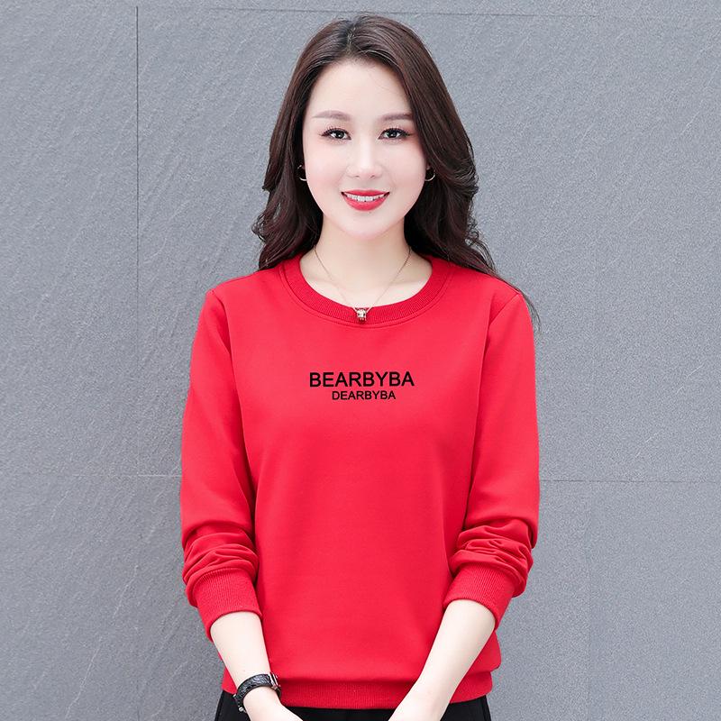 Женская толстовка с круглым вырезом – весна/осень 2025, длинный рукав, модный бархатный топ Plus