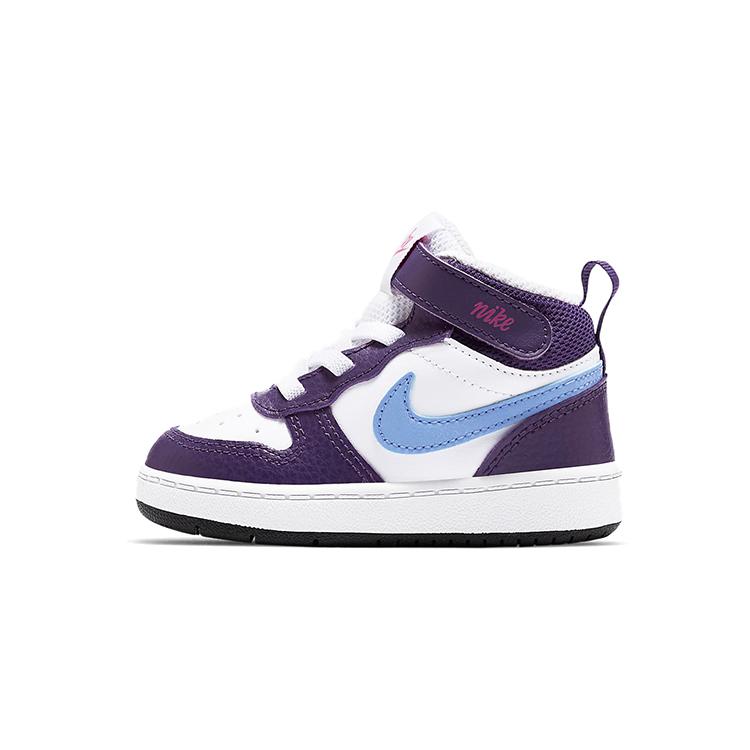 Nike Mid 2 Slip Resistant Abrasion Resistant Mid top Skateboard Shoes Purple White Blue Infant And Toddler CD7784-106