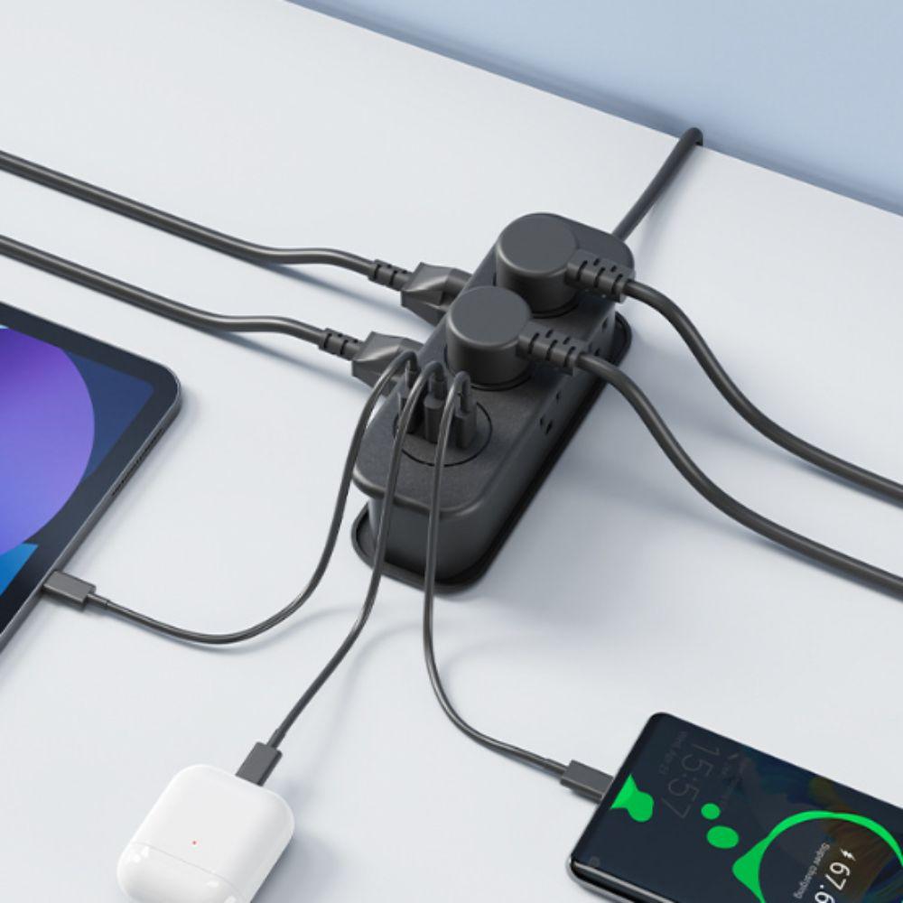 7 Outlet Multi Socket Extension Cord 6 Outlet Power Strip with USB Conversion Plug USA