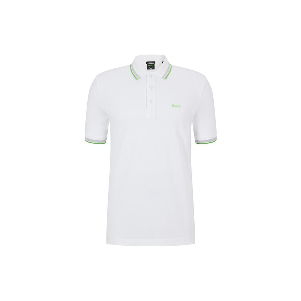 HUGO BOSS Polo Shirts Men's White Polo Collar Moderate Straight Fit 50469055-101