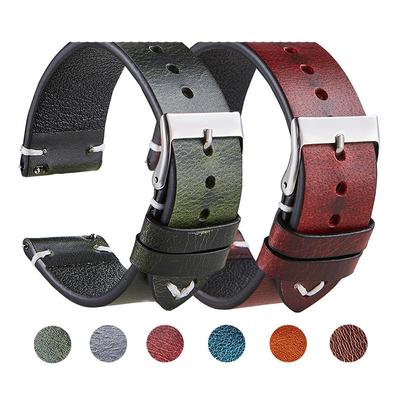 Ретро быстросъемный итальянский ремешок для часов из кожи ручной работы с масляным воском из кожи