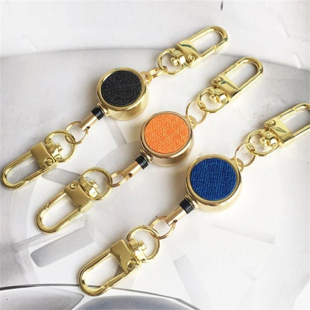 Extendable Retractable Badge Reel Pull Keyring Easy Pull Buckle ID Lanyard Key Ring Name Tag Elastic Metal Badge Holder