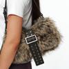 Winter Fluffy Plush Shoulder Bag Punk Studded Underarm Bags for Women Designer Handbags Rivet Faux Fur Bags  Women's Bag Chic