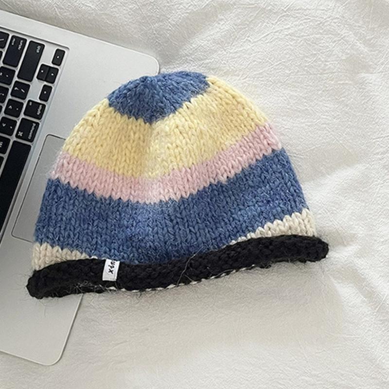 Дорожная панама крючком в полоску, плюшевая шляпа рыбака для Y2K девушек, для шопинга