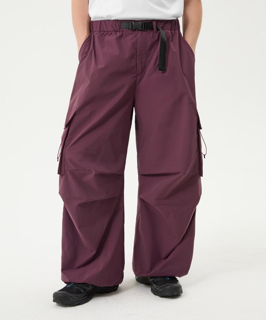 TRILLION Utility Belt Multi Knee Tuck Cargo Wide Pants_Magenta