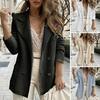 Женское осенне-зимнее пальто, двубортное сплошное цветное толстое, мягкое, теплое, с отложным воротником, кардиган, пуговицы, карманы, средней длины, женская куртка в коммутационном стиле