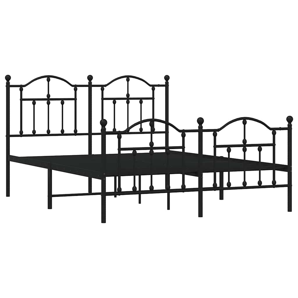 Metal Bed Frame with Headboard and Footboard Black 140 x 200 cm