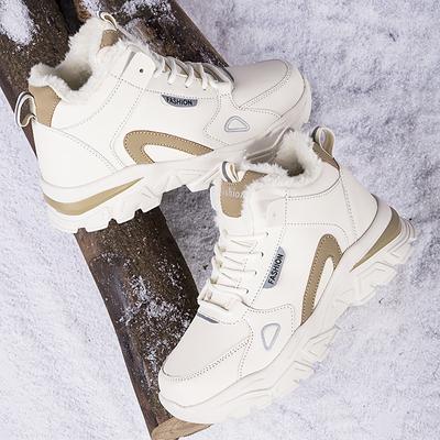 Осень и зима новые снежные ботинки хлопковая обувь женские бархатные платформа большой размер модные спортивные и для отдыха женские туфли