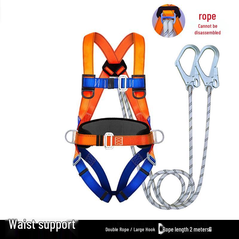 Full Body Safety Harness with Shock-Absorbing Double Lanyards