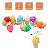 Creative 3D Printed Mechanical Keyboard Keychain Simulation Ice Cream Key Button Finger Keyboard Fidget Decompression Gadget