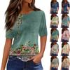 Женская футболка с коротким рукавом и круглым вырезом, карманом и винтажным цветочным принтом