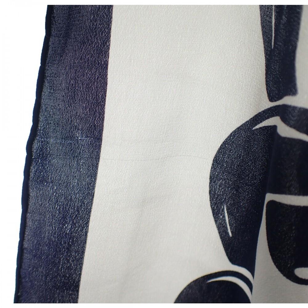 Chanel Scarf white/Navy Silk Women