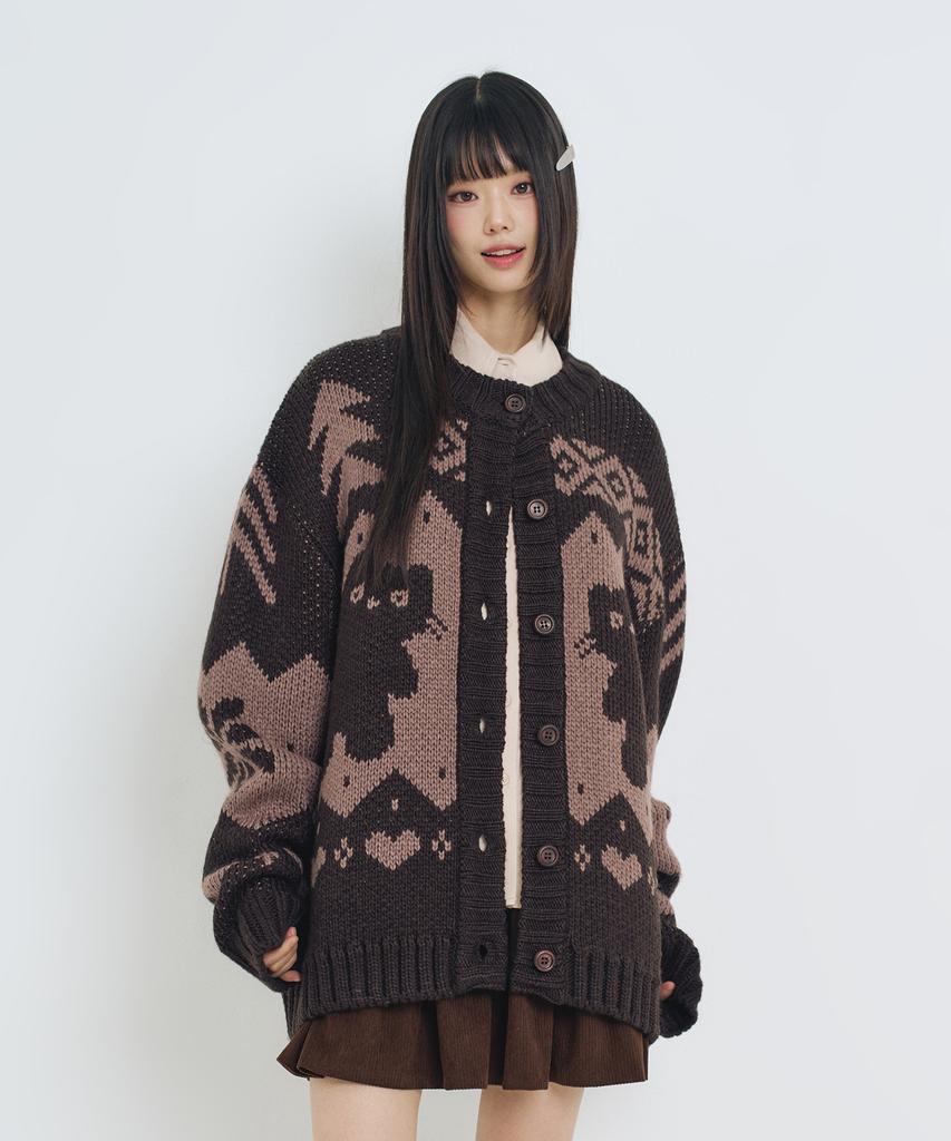 LMR Shangnony Heavy Nordic Cardigan Dark Brown