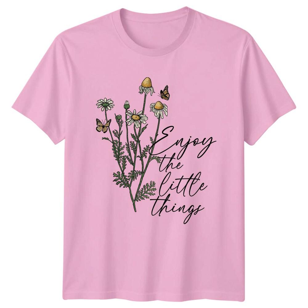 Enjoy The Little Things Floral Nature TShirt Butterfly Flower Tee
