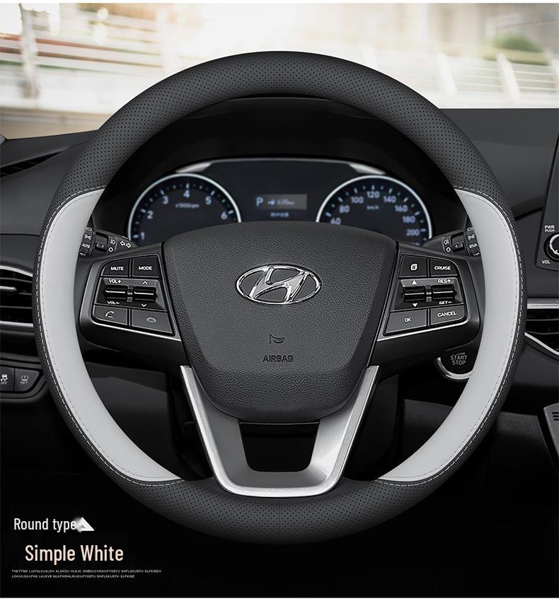 Ультратонкий чехол на руль из натуральной кожи для Hyundai Elantra, Tucson, Sonata, Santa Fe и Mistra.
