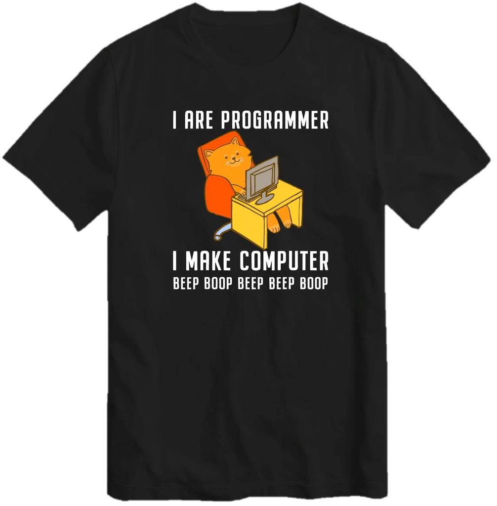 I are Programmer Programming Coding Nerd Cat T-Shirt I Make Computer Beep Boop T Shirt Tee Top