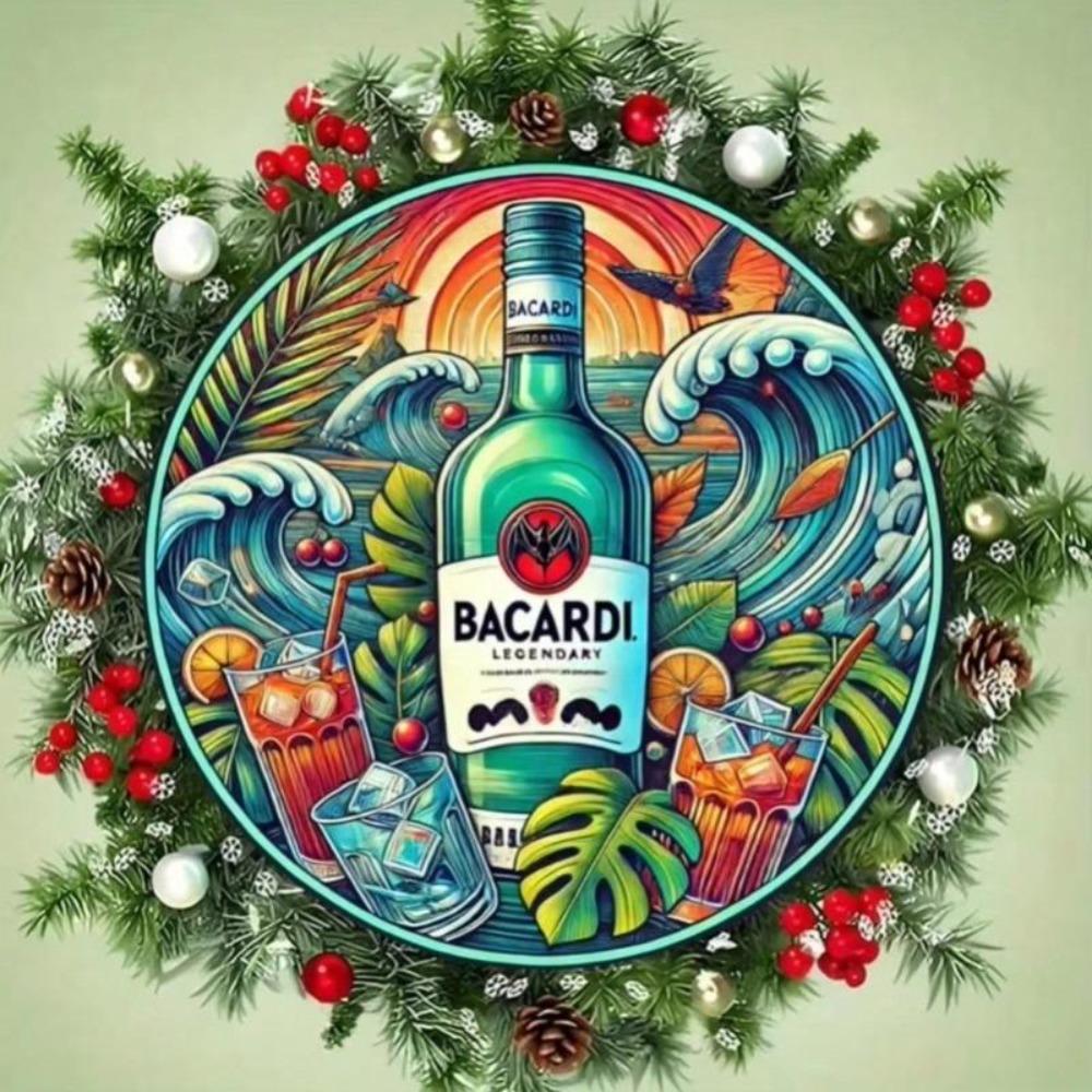 Винтажное металлическое настенное панно Bacardi, круглое, 7,8 дюйма, для бара, домашнего декора, 2D плоская алюминиевая табличка