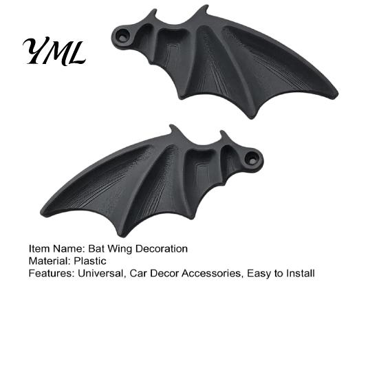 Bat Wing License Plate Decor 1 Pair Decoration, Gothic Black SUV for Vehicle Front Rear Plates, Car Truck Exterior Accessories