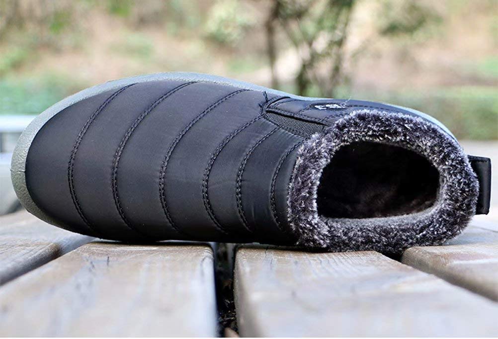 Bageson Зимний Снег Холодная Погода Толстый Хлопковый Флис Размер Мужские Ботинки, Обувь, Подошва, Водонепроницаемая, Обувь, Теплая, Подкладка, Нескользящая (Черный, 24.5)