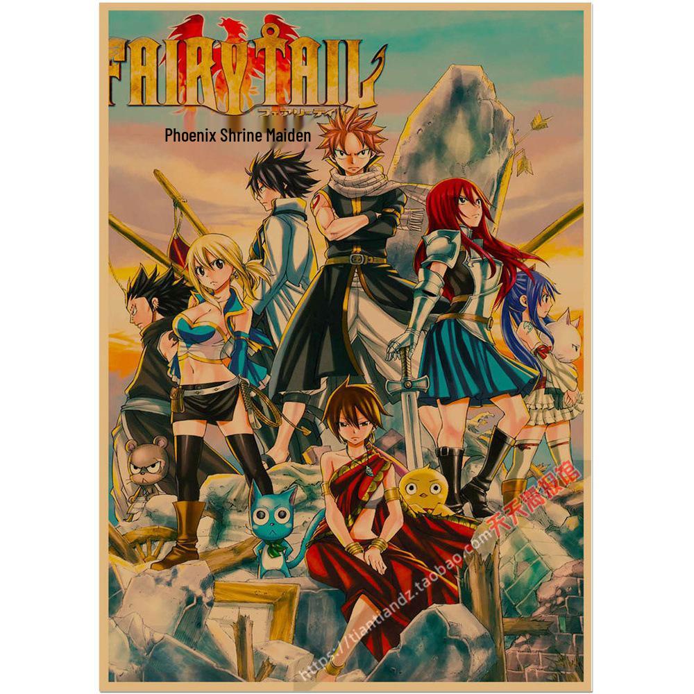 Аниме Постер Fairy Tail - Декоративное Настенное Искусство для Бара, Кафе, Общежития, Японский Стиль, Картина на Крафт-бумаге 678