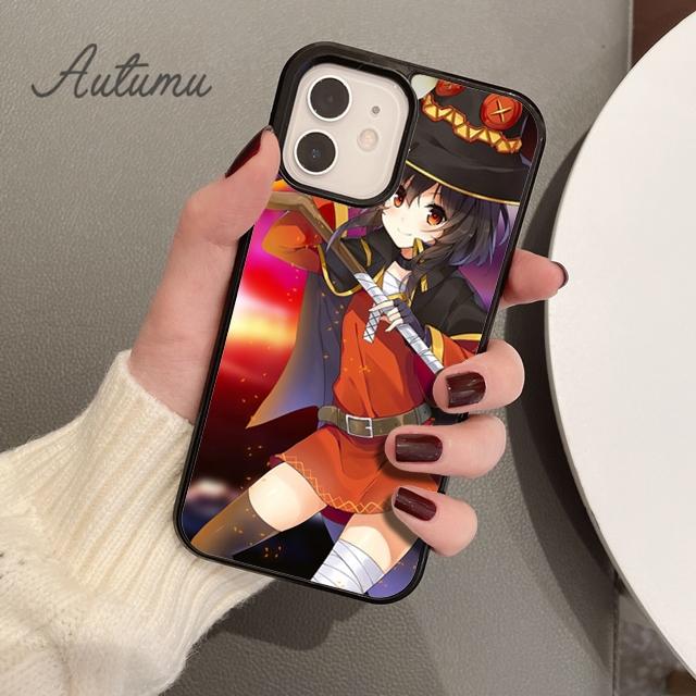 Чехол для телефона с аниме megumin konosuba для iPhone 11 12 13 14 Pro Max mini X XR XS SE 2020 5 6S 7 8 Plus Samsung Galaxy S21 S22