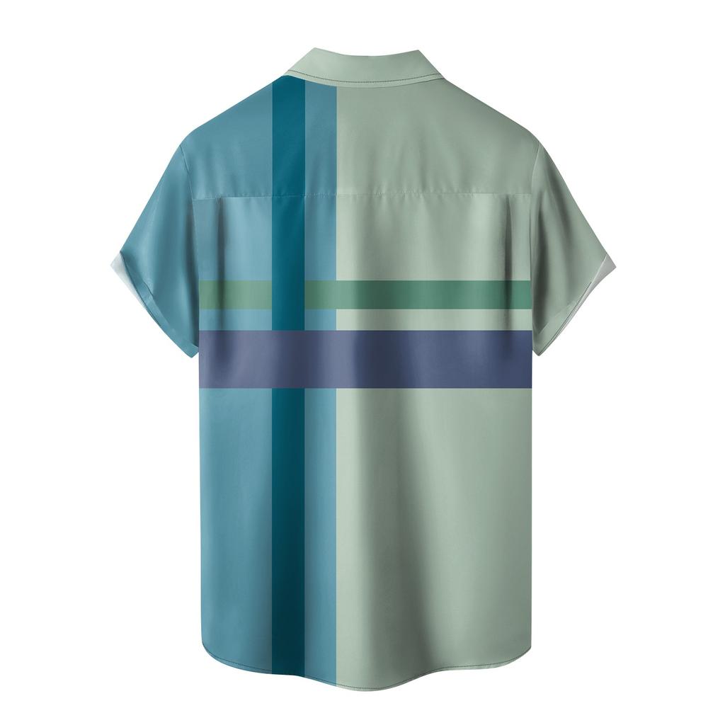 Новая летняя мужская облегающая рубашка с принтом, большая модная повседневная мужская рубашка с коротким рукавом