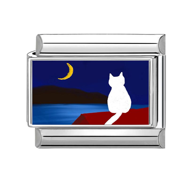 Новый Синий Красивый Пейзаж Бабочка Сердце Цветок Кошка Луна Итальянский Шарм Звенья Подходят для 9 мм Браслета из Нержавеющей Стали Украшения DIY Изготовление