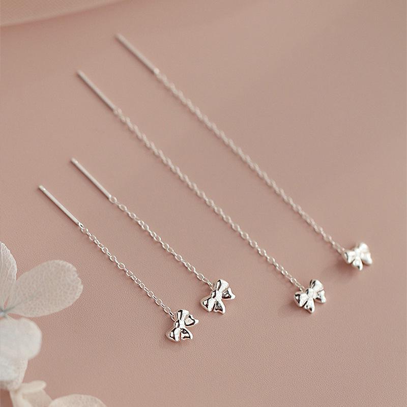 Wind Bow Earphone Women'S Simple Fashion Medium And Long Fringed Ear Chain Shows Thin Face